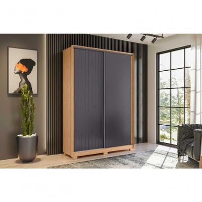 Guarda Roupa Casal Frizatto 2 Portas de Correr 3 Gavetas MDP Freijó Titanium Flex Albatroz