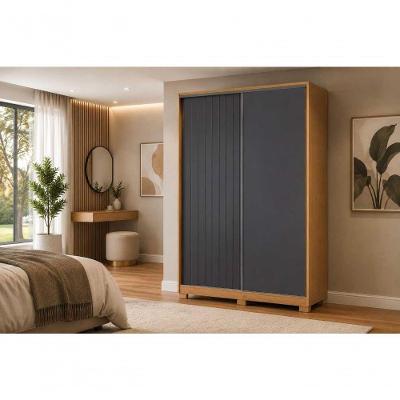 Guarda Roupa Casal Frizatto 2 Portas de Correr 3 Gavetas MDP Freijó Titanium