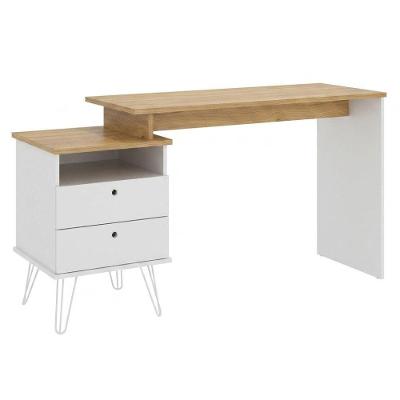 Escrivaninha Retangular Plus Moderno 2 Gavetas MDP 143.5CM Branco Artany