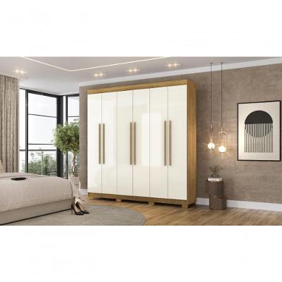 Guarda Roupa Casal Elegance 6 Portas de Bater 2 Gavetas MDP Nature Champanhe Vila Rica