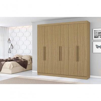 Guarda Roupa Livorno 6 Portas de Bater 2 Gavetas MDP Marrom Aramóveis 230CM
