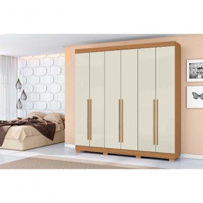 Guarda Roupa Livorno 6 Portas 2 Gavetas MDP Cinamomo Off White Aramóveis 230CM