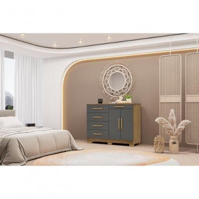 Cômoda Sirius 5 Gavetas MDF-MDP Puxador em MDF Marrom Vila Rica