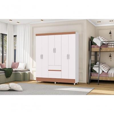Guarda Roupa Ideal Plus 6 Portas de Bater 2 Gavetas MDP Branco Vila Rica 154CM