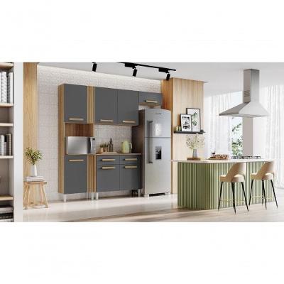 Cozinha Compacta Juma Atacama 7 Portas 2 Gavetas MDP 210CM Grafite