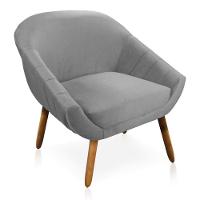 Kit 01 Namoradeira e 02 Poltronas Veludo Cinza Castanho - 5