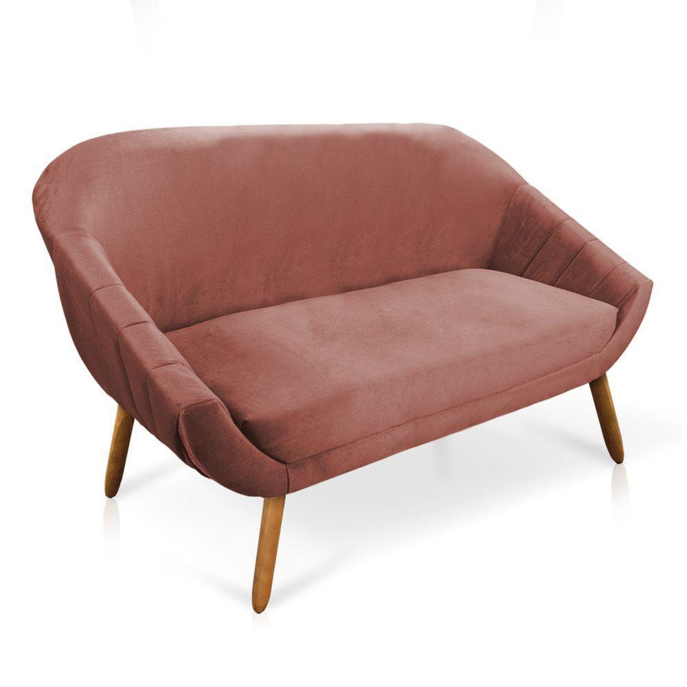 Kit 01 Namoradeira e 02 Poltronas Veludo Rose Castanho - 6