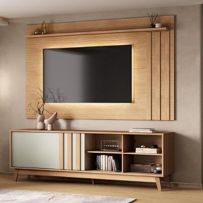 Conjunto Rack e Painel para TV Ventura 180CM MDP Marrom Móveis Carraro