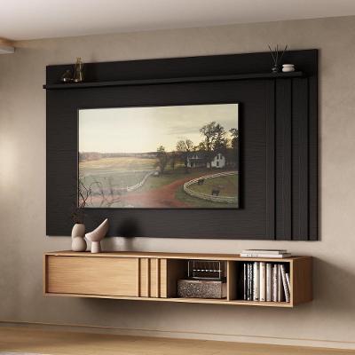 Conjunto Rack e Painel de TV Cedro 160CM e 180CM MDP Preto Móveis Carraro