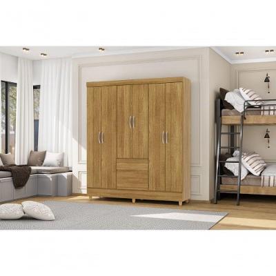 Guarda Roupa Casal Ideal Plus 6 Portas de Bater 2 Gavetas MDP Nature Vila Rica 154CM