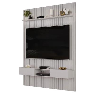 Painel com Bancada Suspenso para TV Trento 183 Ripado Bali 183CM MDF Amadeirado DJ Móveis
