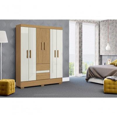 Guarda Roupa Coimbra 3 Portas 6 Gavetas MDP Off White Aramóveis 149CM