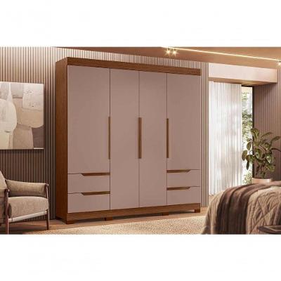 Guarda Roupa Casal Vivacce 4 Portas 4 Gavetas MDP Nogueira Cappuccino Albatroz
