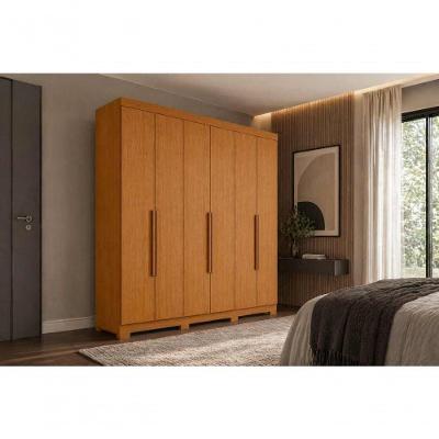 Guarda Roupa Casal Vinci 6 Portas de Bater 3 Gavetas MDP Cinamomo 200CM