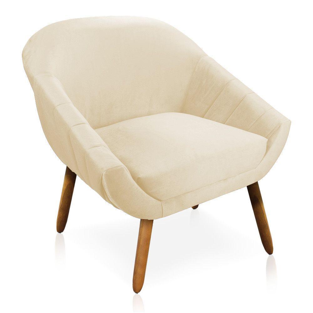 Kit 01 Namoradeira e 02 Poltronas Veludo Bege Castanho - 5