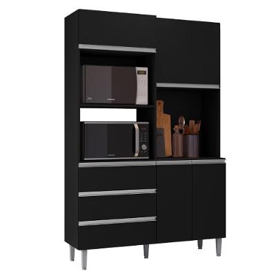 Kit Cozinha Compacta Livia 4 Portas MDP 120CM Preto Realj Móveis
