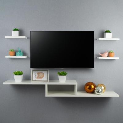 Rack Tv Nicho Suspenso 110CM MDP Moderno Branco Mercado das Prateleiras