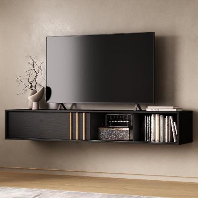 Rack Suspenso Linea para TV 160CM MDP com Suporte Preto Móveis Carraro