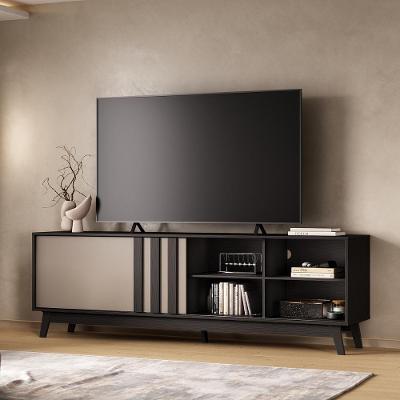 Rack para TV Ventura 180CM MDP com Porta de Correr Preto e Avelã Móveis Carraro