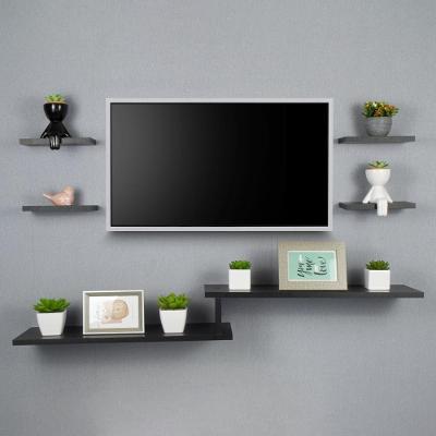 Rack para TV Suspenso Califórnia 115CM MDP com Prateleiras Preto Mercado das Prateleiras