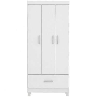 Guarda Roupa Solteiro Priscila 3 Portas de Bater 1 Gaveta MDP Branco Demóbile 75CM