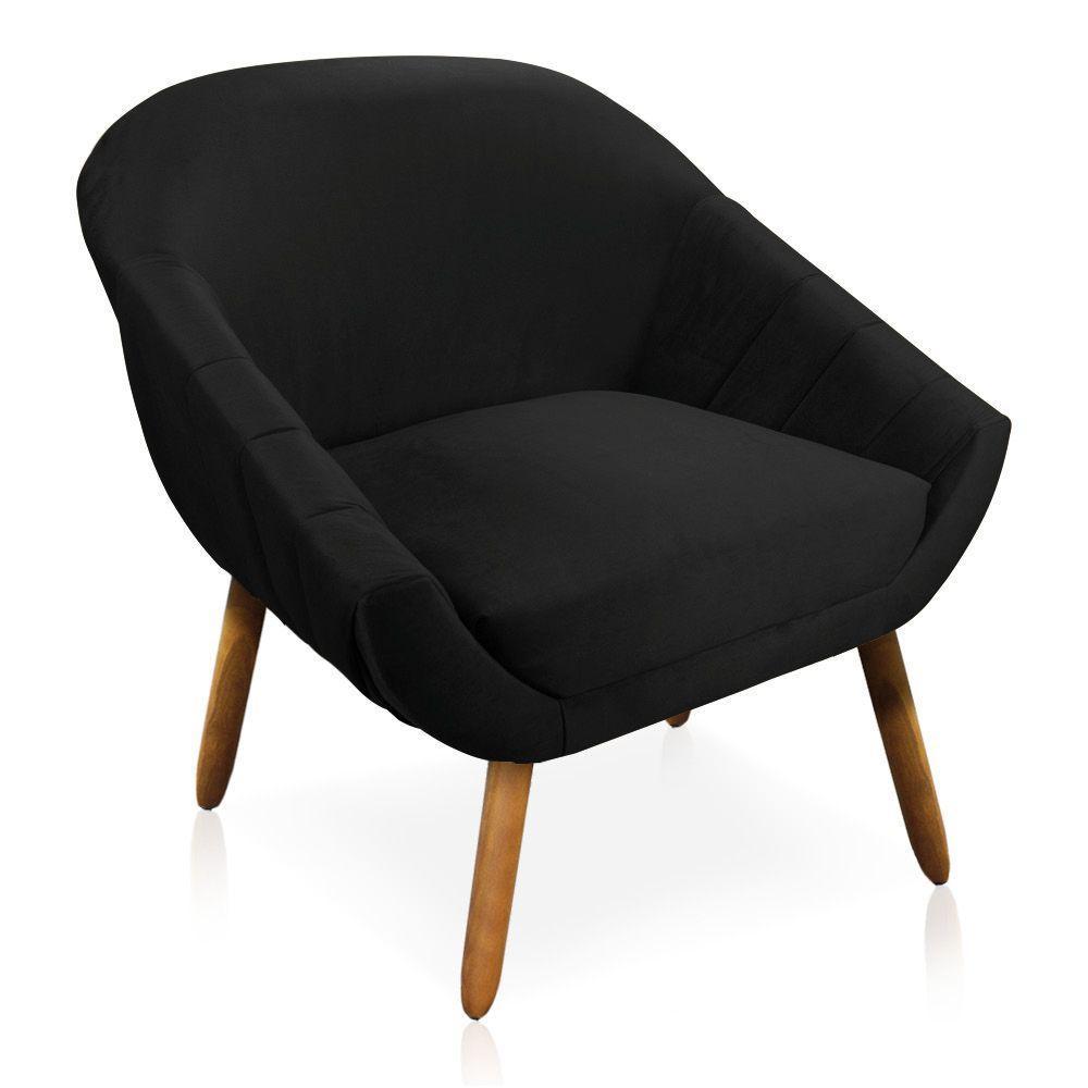 Kit 01 Namoradeira e 02 Poltronas Veludo Preto Castanho - 5