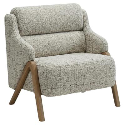 Poltrona Decorativa Madri com Pés Torneados Boucle Bege Milani Movelaria