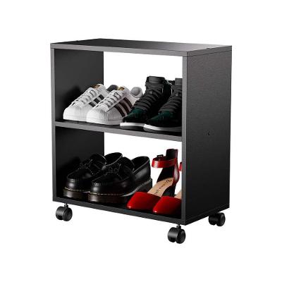 Sapateira Valencia sem Porta 1 Prateleira 50CM MDP Preto Mercado das Prateleiras