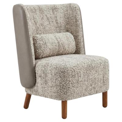 Poltrona Decorativa Verso com Pés Torneado Boucle e Courino Confortável 69CM Milani Movelaria