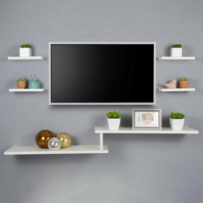 Rack Tv Suspenso para Quarto Sala Califórnia 115CM MDP com Prateleiras Branco Mercado