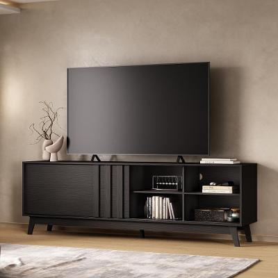 Rack para TV Ventura 180CM MDP com Porta Correr Preto Móveis Carraro