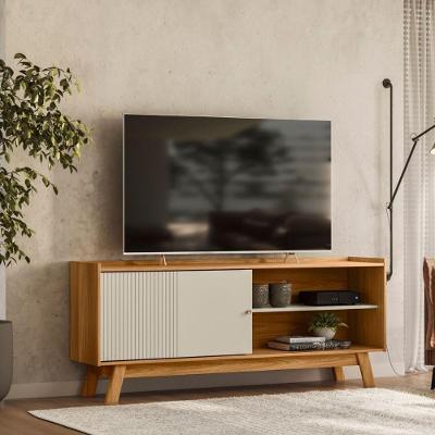 Rack para Tv Aurum 65" 160CM MDF e MDP com Porta Basculante Off White Casah