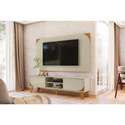 Rack Painel Duna para TV 65" 182CM MDP Cinamomo Off White Madetec Móveis