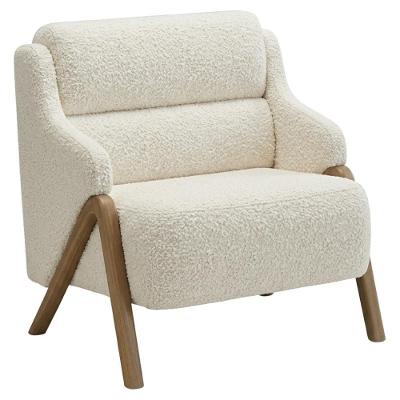 Poltrona Decorativa Madri com Pés Torneados Boucle Bege Milani Movelaria