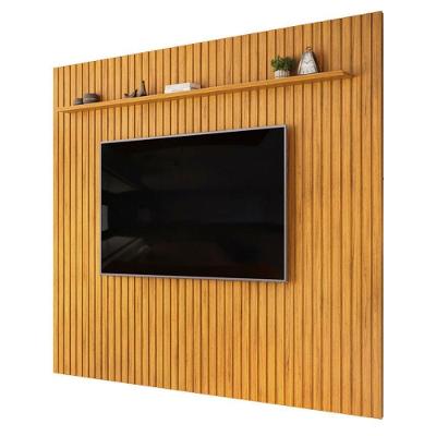 Painel Suspenso para TV Trento 275,7CM MDF com Detalhe Ripado Cedro DJ Móveis