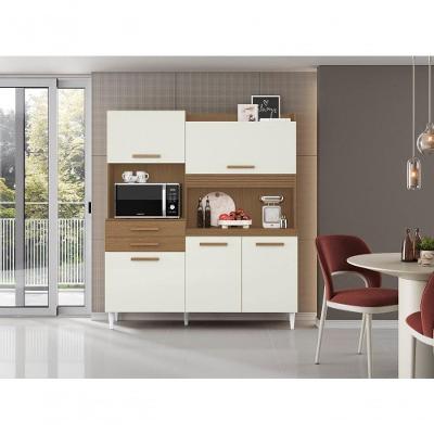 Kit Cozinha Isis 5 Portas 2 Gavetas MDP MDF Atacama e Off White Aramóveis