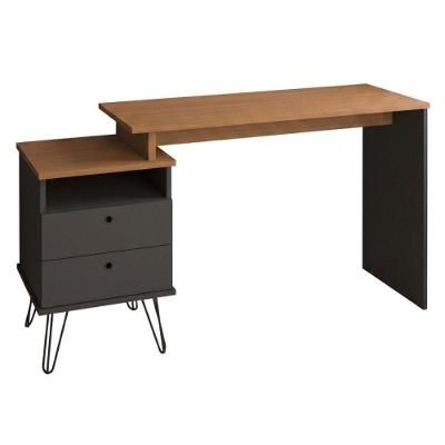 Mesa Escrivaninha Retangular Plus Moderno 2 Gavetas MDP Preto Artany