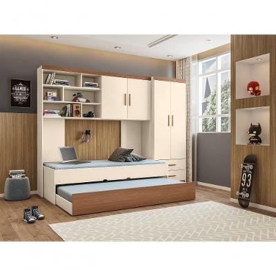 Jogo de Quarto Chiara 2 Portas sem Gavetas MDP Off White Phoenix Baby 4 Peças