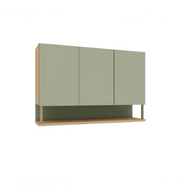 Armário Aéreo Domus 120CM 3 Portas MDF Bater Verde UV Luciane Móveis