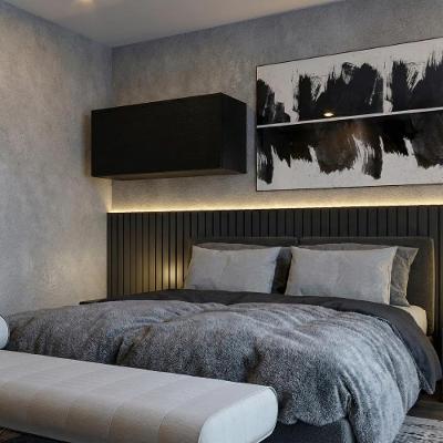 Armário Aéreo Dormitório Miami 80CM 1 Porta Basculante Preto Móveis Carraro