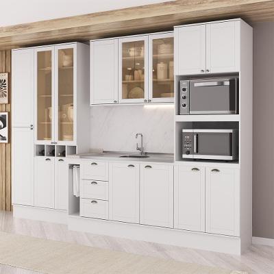 Cozinha Milla Living Live 15 Portas 3 Gavetas MDF Branco Móveis Carraro