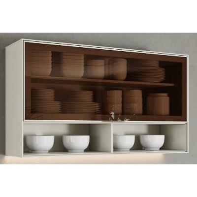 Armário Aéreo Fineze 120CM 1 Porta MDF Basculante Vidro Areia Henn
