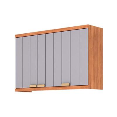 Armário Aéreo Cozinha Elena 120CM 3 Portas MDF Bater Cinza Platina MGM