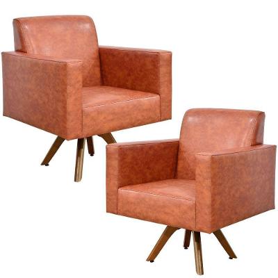 Kit 2 Poltronas Decorativas Giratórias Helô L02 Marrom Lyam Decor