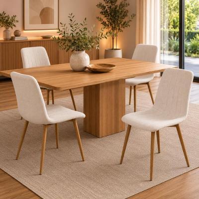 Conjunto 4 Cadeiras de Jantar Kendra Estofado em Linho Creme Cadeiras Inc