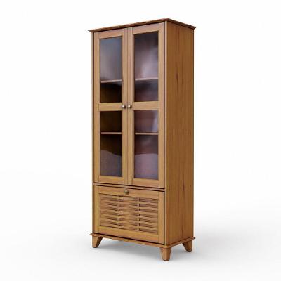 Cristaleira Lux 3 Portas 2 Prateleiras Madeira Maciça Café Móveis Retrô