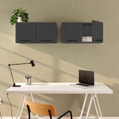Conjunto de Aéreos Multiuso 4 Portas 140CM MDP Aço Grafite Bertolini