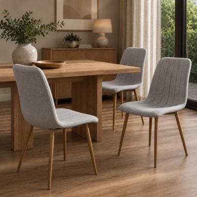 Conjunto 3 Cadeiras de Jantar Kendra Estofado em Linho Cinza Cadeiras Inc