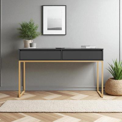 Aparador Buffet Industrial 2 Gavetas MDP 110CM Preto Dourado Casah