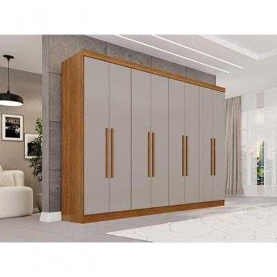 Guarda Roupa Casal CRSAL 8 Portas de Bater 4 Gavetas MDP Cinamomo e Off White Multimóveis 241CM
